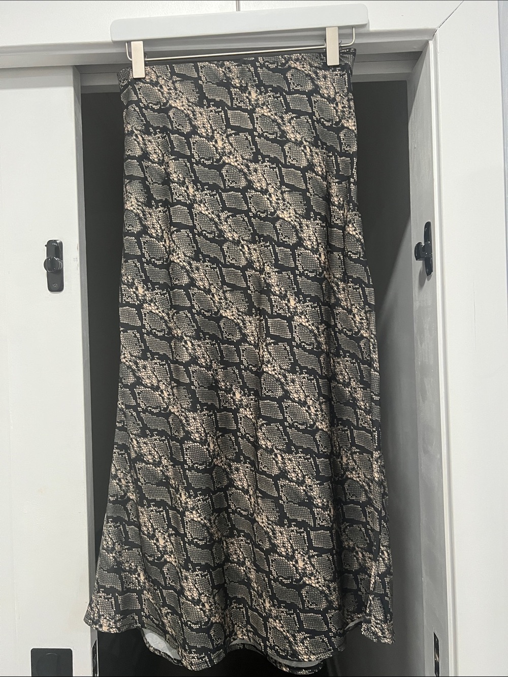 Urban Outfitters Snake-Print Maxi Skirt in Black and Cream